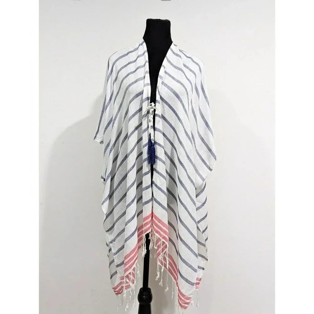 INC Women's White & Navy Striped Tie Topper O/S (MSRP $49)